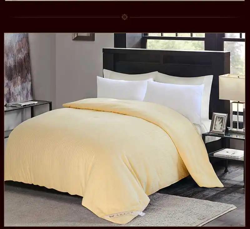 Высококачественное зимнее китайское длинное шелковое одеяло ручной работы, 4 сезона, шелковые одеяла, хлопок, ткань - Цвет: Цвет: желтый