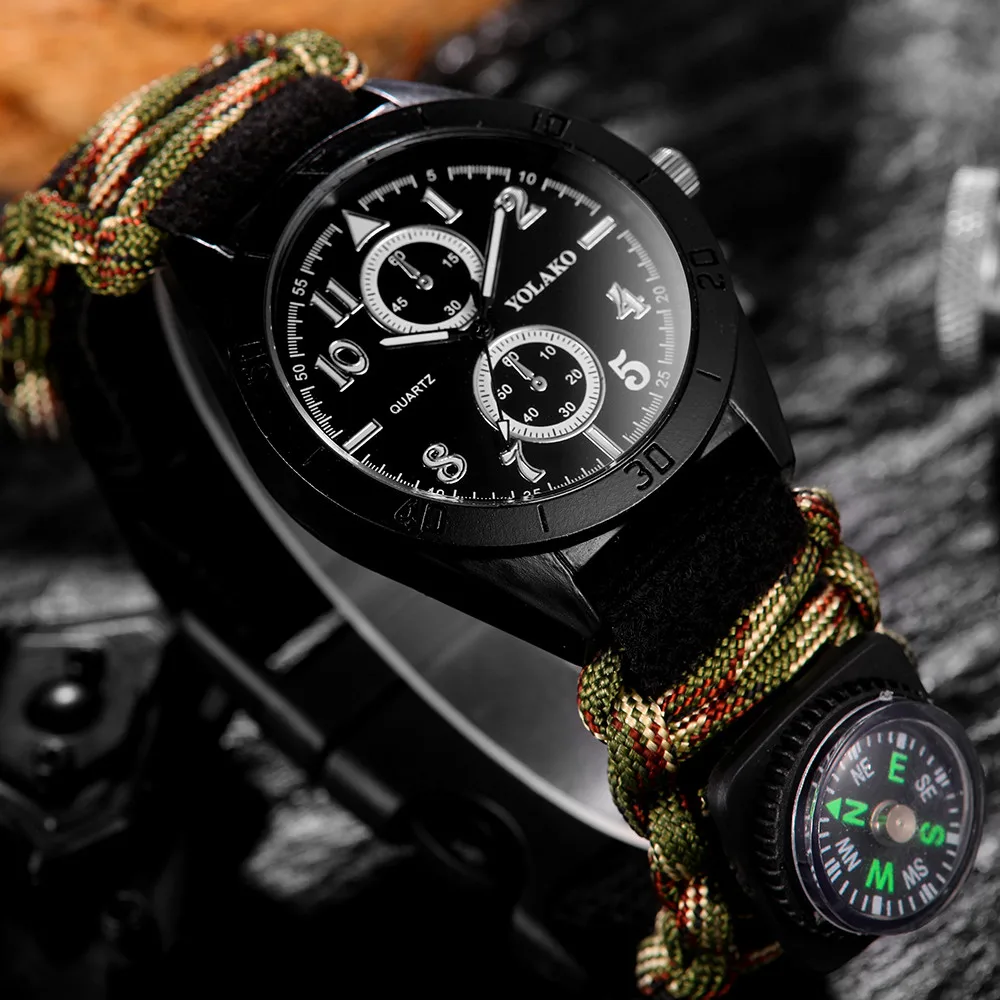 Человек смотреть 2018 военные нейлон ремешок с Компас Для мужчин АРМИЯ кварцевые наручные часы подарок 10,24