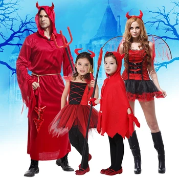 

Free shipping devil horns cosplay suit adult men and women dance party activities costumes Halloween Christmas Children playing