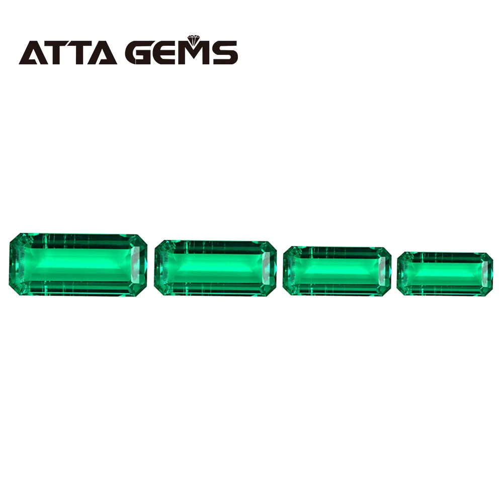 Columbian Hydrothermal Emerald Loose Gemstone Rectangle 7mm*11mm 2.6 Carats for Pendant Jewelry Design LuxuryStyle