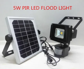 

Solar powered LED Flood Security Garden Light with PIR Motion Sensor 5W LEDs outdoor path wall spot lamp luminaria wholesale