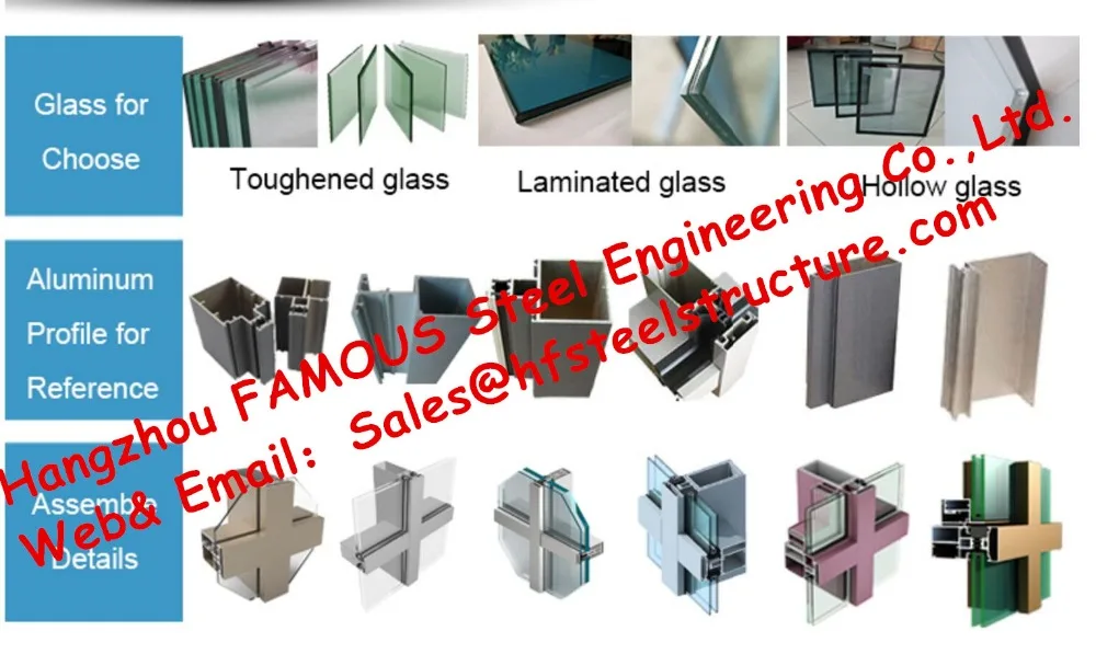 glass curtain wall for building facade
