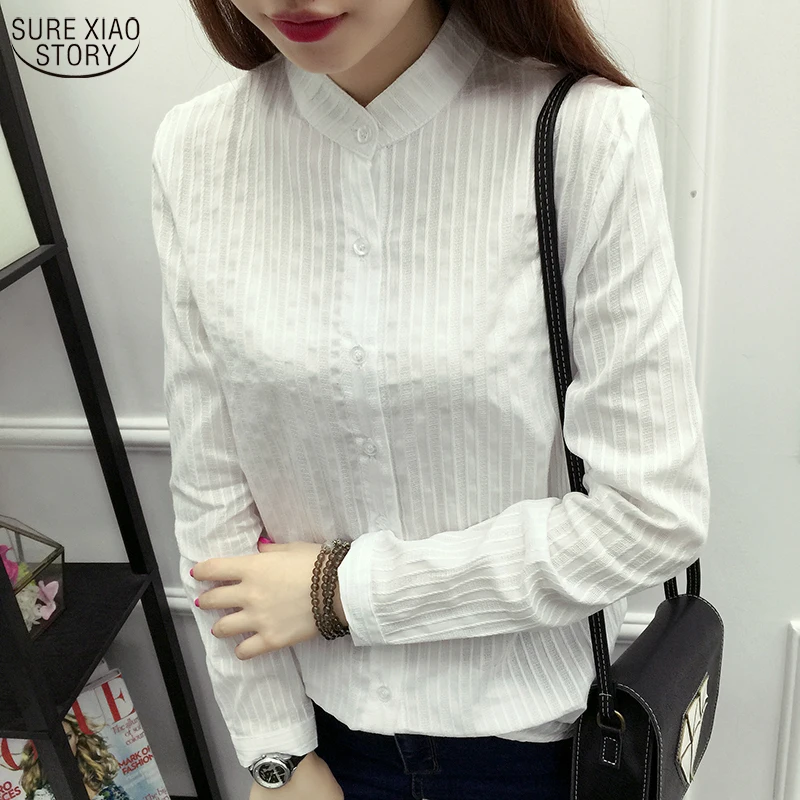 Рубашка с длинными рукавами, приталенная хлопковая, 2017 новая мода, осенняя японская женская свежая белая рубашка, тонкая Корейская