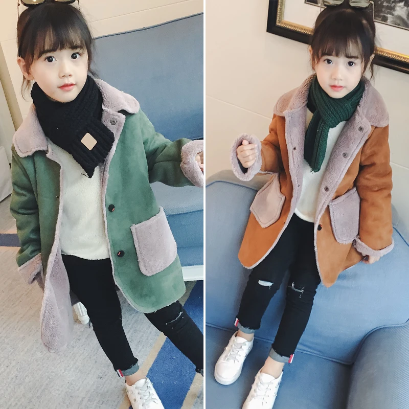 

2018 Autumn Baby Girls Windbreaker Coat Turn-down Collar Jackets for Girl Costume Kids Clothes Cotton Children Clothing 5jk096