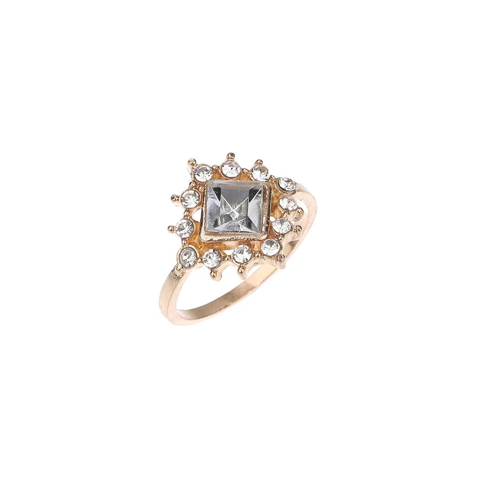 12 шт./компл., классические кольца с золотым кристаллом, геометрические драгоценные камни, корона, открытые кольца, набор, женские очаровательные вечерние свадебные украшения