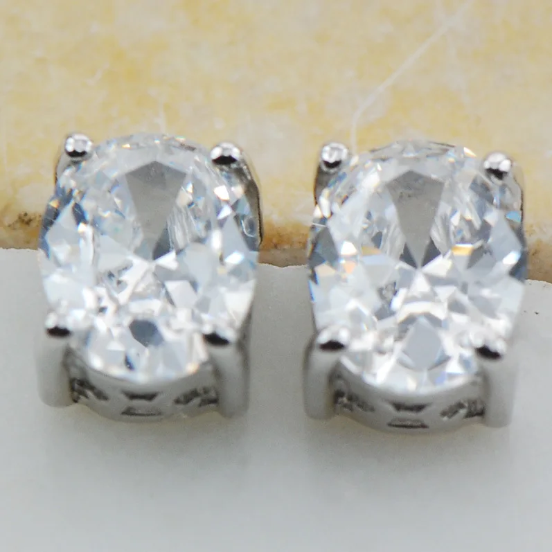 

White Crystal Zircon 925 Sterling Silver Stud Earrings PE13 This item Min order is $10