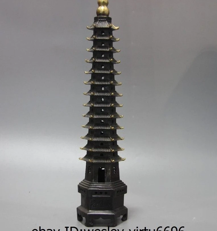 

China Bronze Copper Carved Wenchang Tower Pagoda of Cultural Prosperity Statue