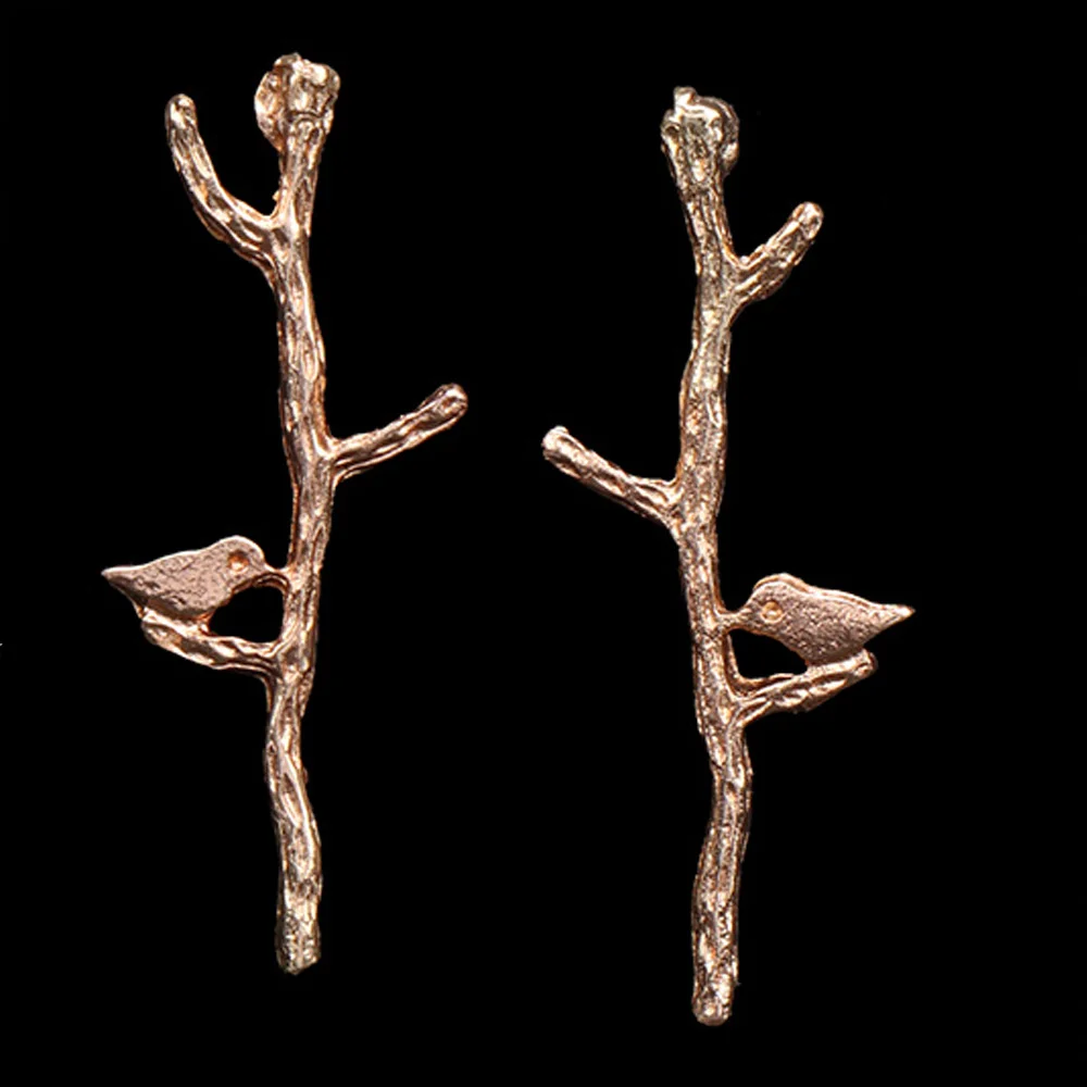 Fashion Unique Bird On Branch Stud Earring Metal Tree Branches Lovely Bird Ear Stud Earrings For Women Brincos