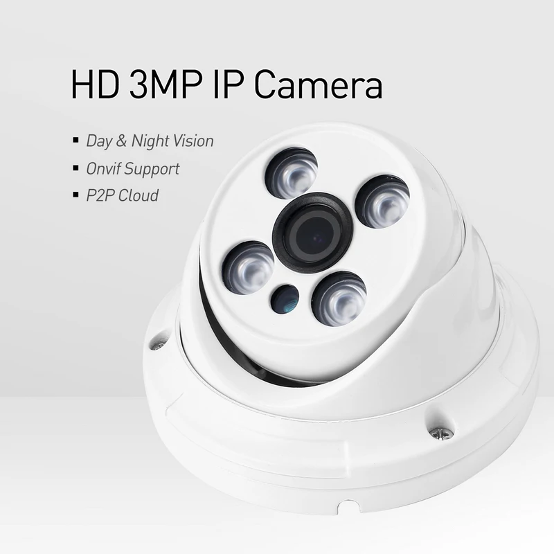 H.265 Водонепроницаемая инфракрасная купольная IP светодиодный камера с матрицей 3