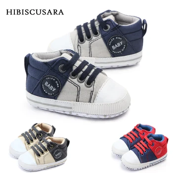 

Patchwork Colour Blocking Baby Canvas Shoes Boys Girls Sports Sneakers Newborn Lace-Up First Walkers Casual Shoes Soft Sole