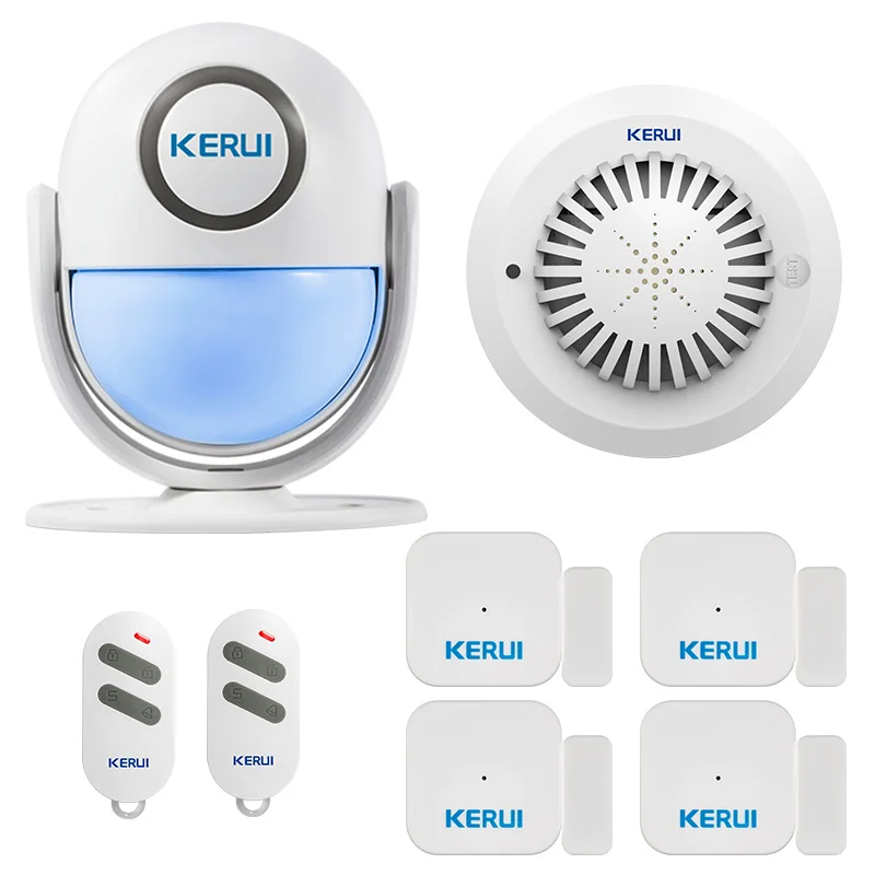 

KERUI WIFI Home Security Alarm Burglar Alarm System IOS/Android App Wireless Control with door/window magnet smoke detector