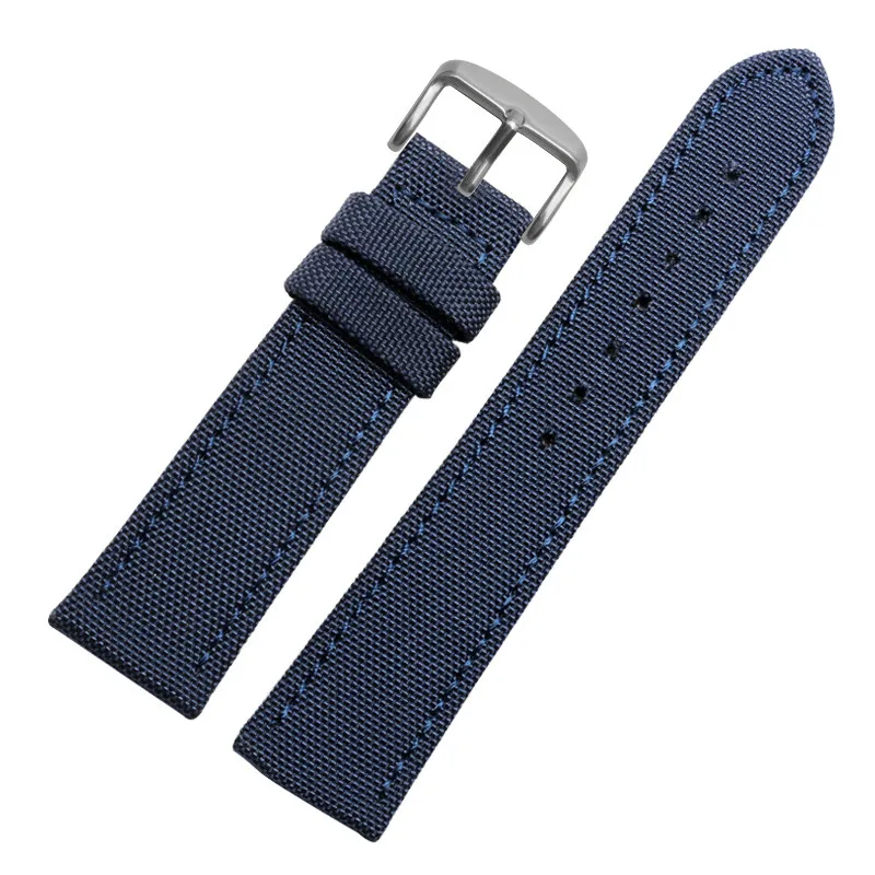 Нейлоновый кожаный ремешок для часов Omega для Rolexwatch Breitling Sport Watchstrap, цветной мужской браслет 18 мм 20 мм 22 мм 24 мм, инструмент - Цвет ремешка: blue silver clasp