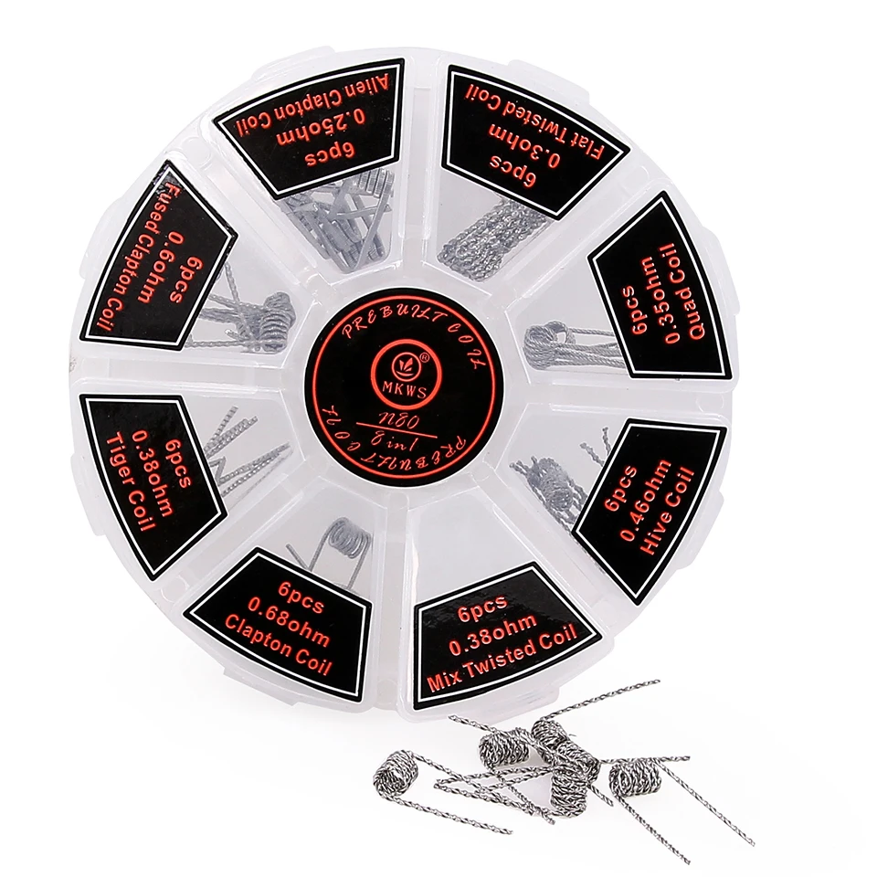 

Original MKWS N80 8 in 1 Prebuilt coil electronic cigarette core Wire for RBA RDA DIY coil atomizer Clapton premade wire coil