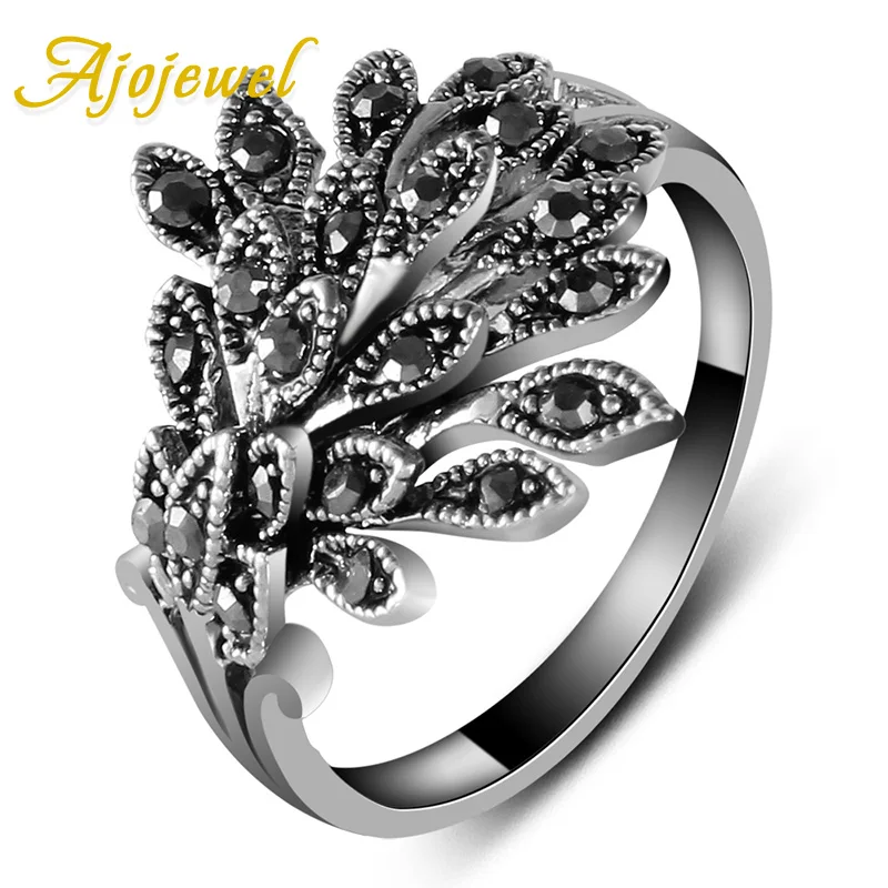 

Ajojewel Brand Black CZ Phoenix Fashion Rings For Women Animal Jewelry Bijoux Cute Gift