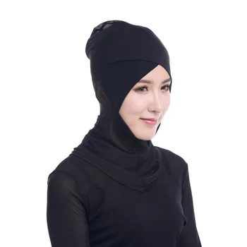 

Drilling Lace Muslim Headscarf Womens Face-lift Muslim Hijab Ninja Single Cross Underscarf Head Islamic Cover Bonnet Scarf