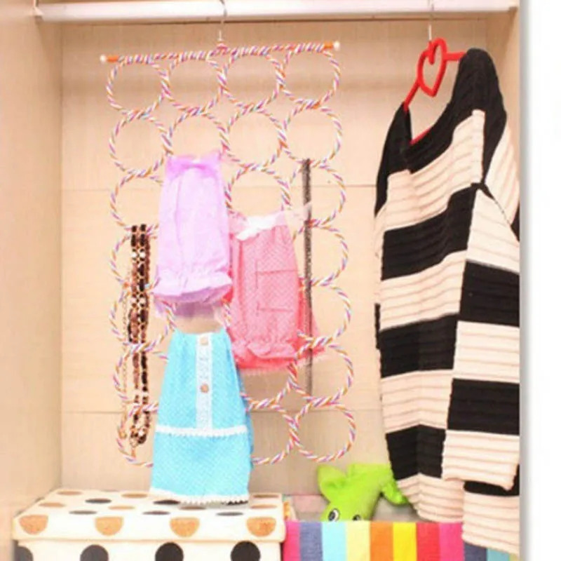 Foldable Hanger Holder Space Saving Wardrobe Closet Organizer for Socks Tie Scarf Belt Shawl scarf holder clothes storage rack 5