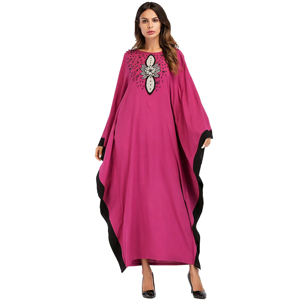 

187022 Muslim Hui Fashion Collection Bat Sleeve Robe Big Size Dress Arabic Gowns Dresses Abaya Musulman Vestidos Mujer