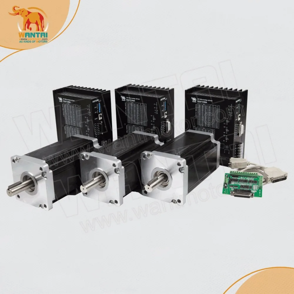 

Cheap CNC! Wantai 3 Axis Nema 42 Stepper Motor 110BYGH201-001 4200oz-in+Driver DQ2722M 220V 7.0A 300Micro CNC Embroidery Laser