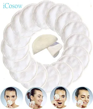 

iCosow Reusable Makeup Remover Pads 50 Pcs, Washable Organic Bamboo Cotton Rounds, Toner Pads, Facial Soft Cleansing Wipes