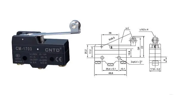 Высокое качество CNTD CM-1703 микро-переключатель/концевой переключатель Ui 380V Ith 15A для электрического вилочный погрузчик инструмент