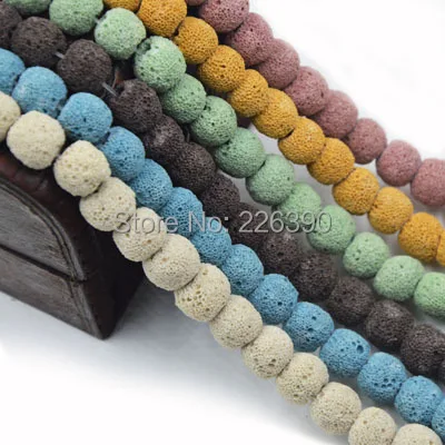 

12Colors Approx.12mm 31pc/Strand Round Volcano Lava Stone Beads Loose Spacer Natural Stone Beading For Jewelry DIY Findings Y383