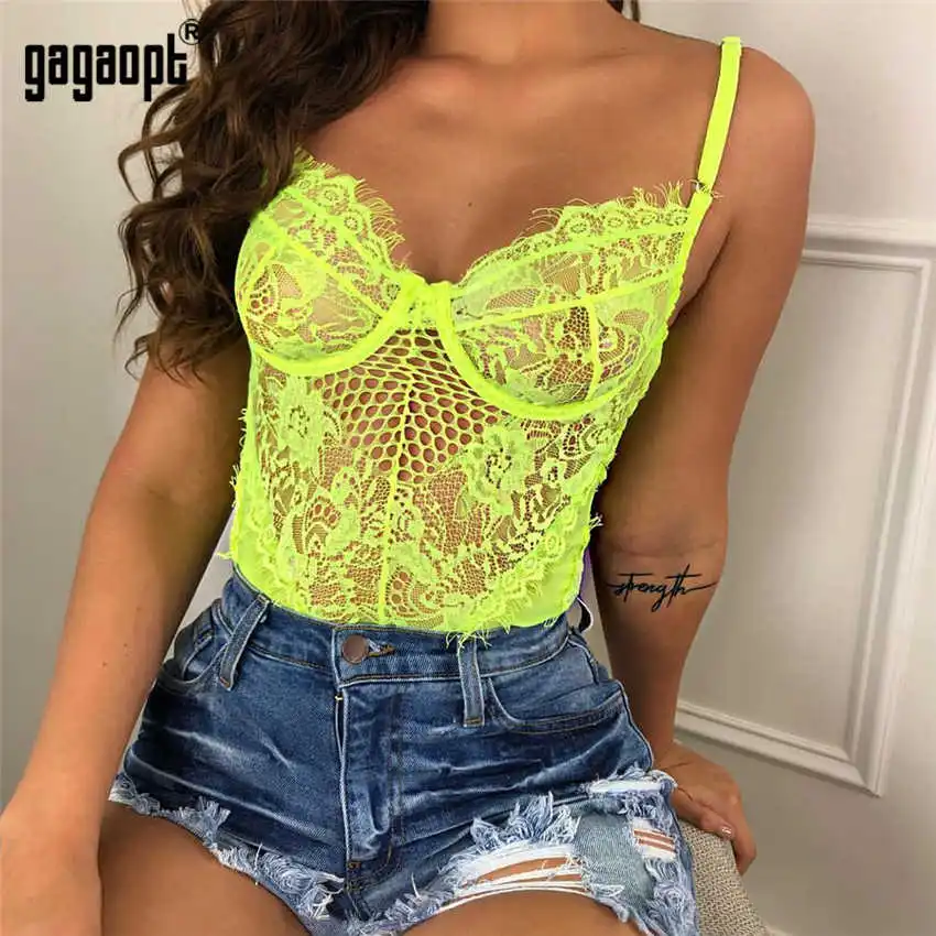 Gagaopt Backless Lace Bodysuit Transparent Female Body Sexy Teddies 2019 Jumpsuits Women Hot Halter Bodysuits bodysuits Bodysuits