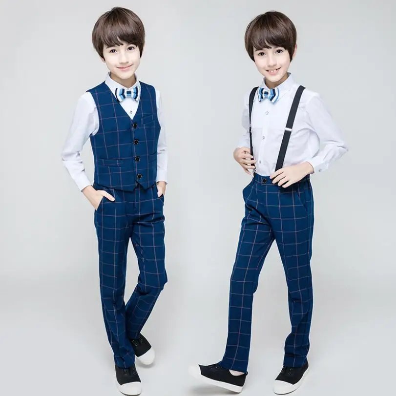 

Children's Blazer Sets Baby Boy Clothes Wedding Party Birthday Costume Vest Shirt Pants Suits Teenage Tuxedo Flower Boy Set Y428