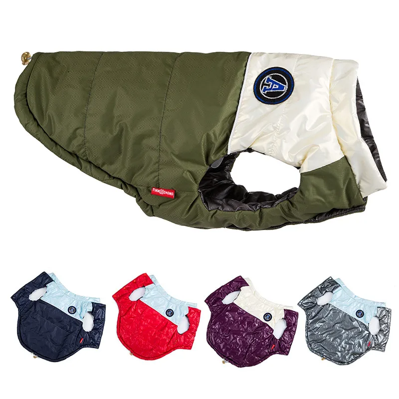 Waterproof Large Dog Clothes Winter Warm Big Dog Coat Patchwork Brand