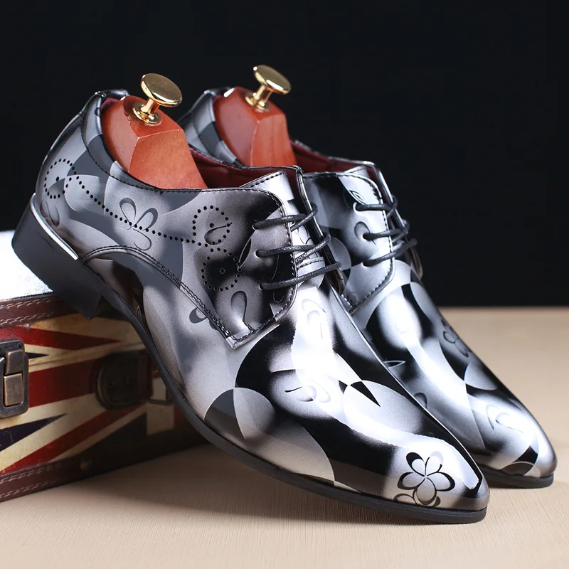 

Fashion Men Flats Pointed Toe formal Oxford Luxury Casual Leather shoes Male Lace-Up Mens Dress shoes Plus Size 37-47
