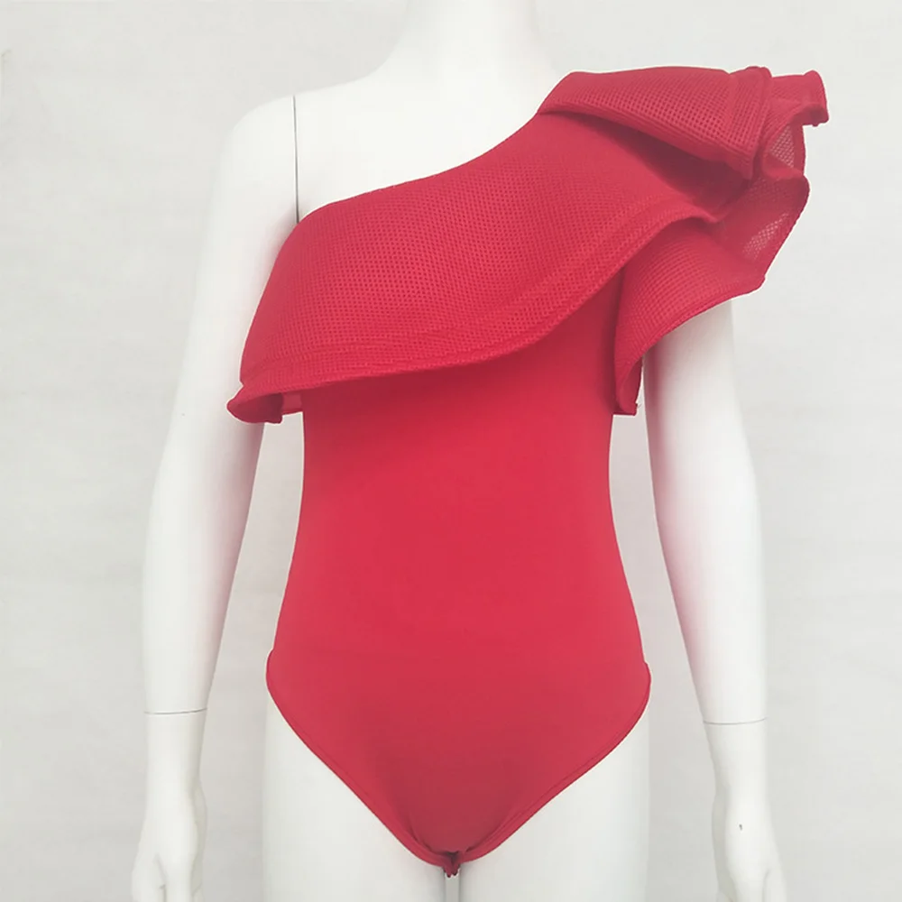 2017 модное облегающее боди с оборками женские сексуальные топы на одно плечо