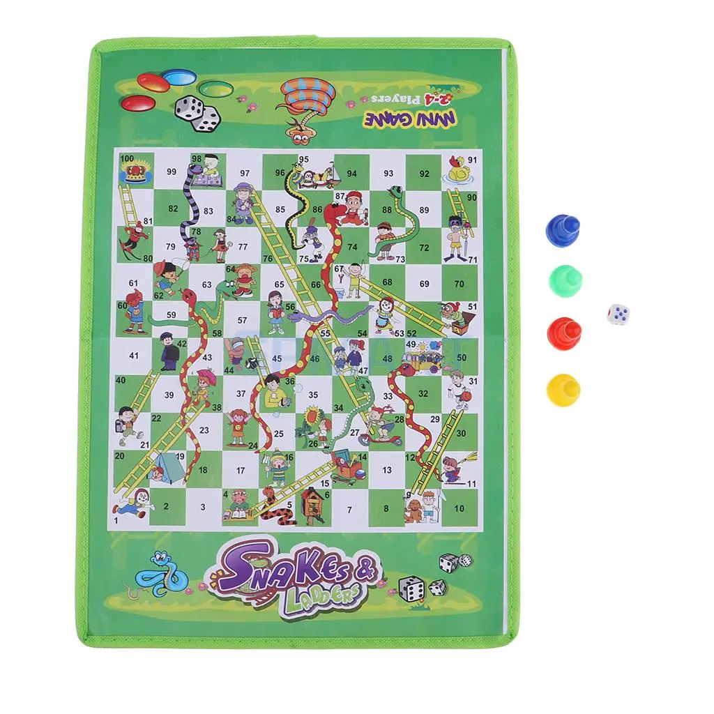 Mini Travel Chess Ludo Game Snake&Ladder Kids Children Portable Flying Chess Board Novelty Family Game Party Toys 38cm x 27cm