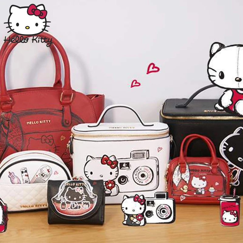 Hello kitty милый мультяшный ящик для хранения женская косметичка дорожная удобная сумка на запястье макияж портативный плюшевый рюкзак школьный