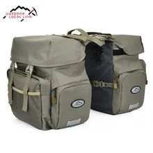 LOCALLION Retro Canvas Bicycle Carrier Bag 50L Rear Rack Trunk Bike Luggage Back Seat Pannier Reflectivs Cycling Storage Two Bag