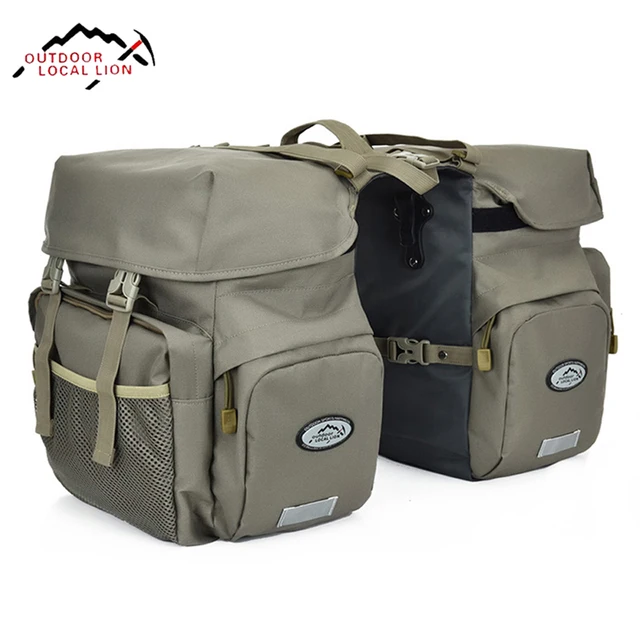 US $36.84 LOCALLION Retro Canvas Bicycle Carrier Bag 50L Rear Rack Trunk Bike Luggage Back Seat Pannier Refle