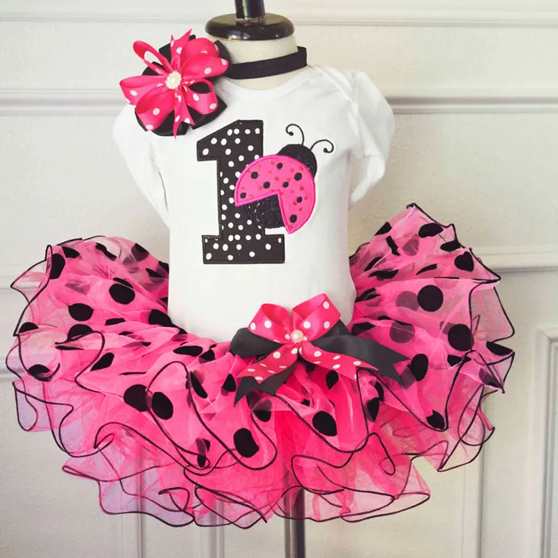 Золото одном Одежда для новорожденных для маленьких девочек s 1 год костюм для Cake Smash Туту платье на день рождения для детей возрастом от 12 мес Little для маленьких девочек Костюмы для детская одежда - Цвет: ladybug dress rose