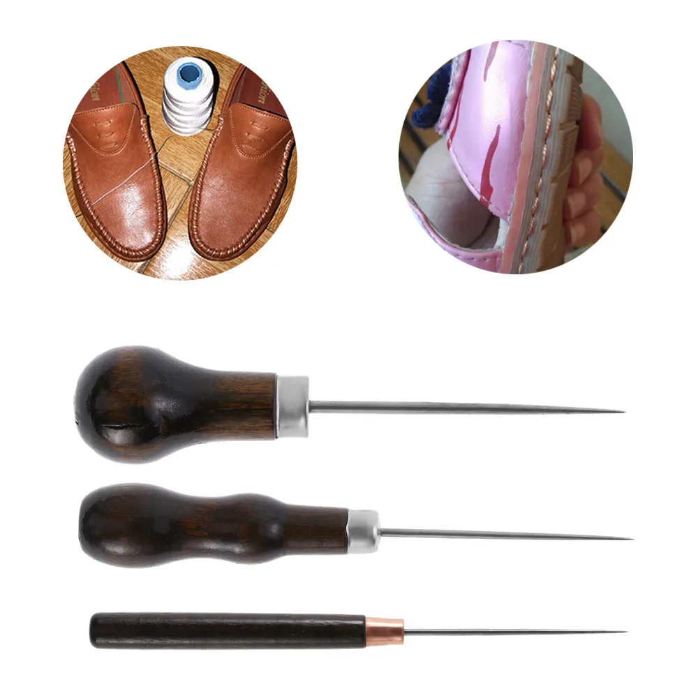 

1/3pcs Sewing Tools Wooden Handle DIY Leather Tent Sewing Awl Pin Punch Hole Repair Tool Hand Stitcher Leathercraft Needle