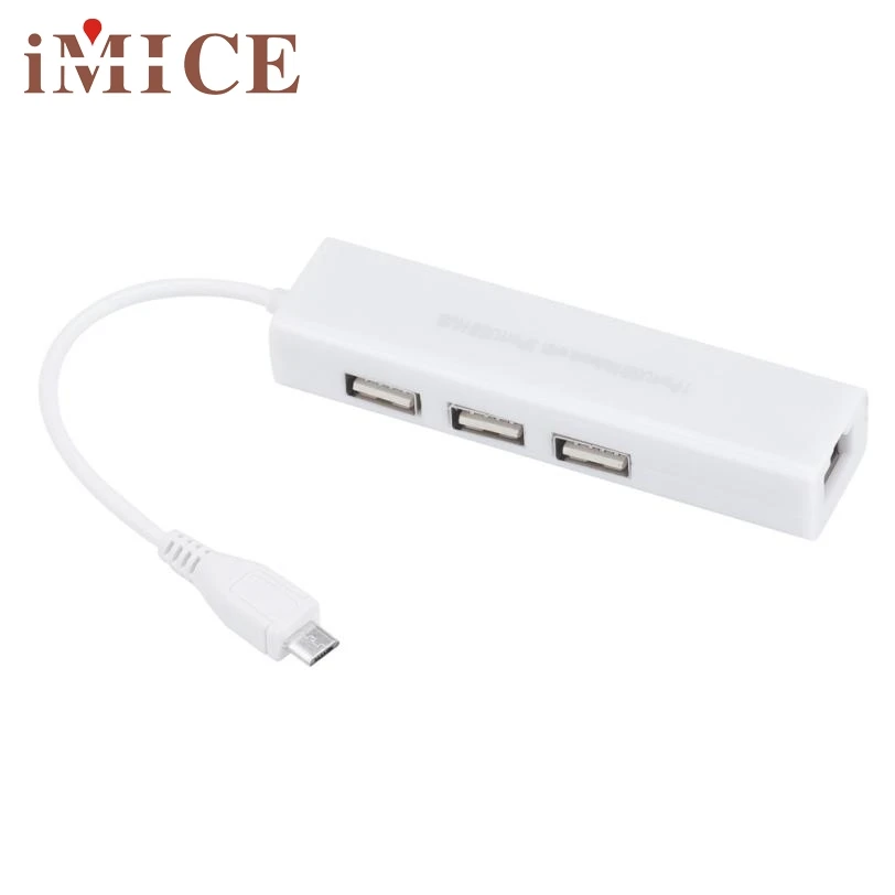 IMice USB Hub для микро-флеш-накопителя USB сети LAN Ethernet RJ45 адаптер с 3 Порты и разъёмы USB 2,0 HUB адаптер Белый Стиль