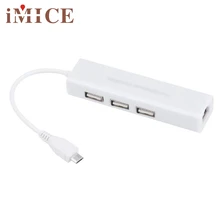 IMice USB Hub для микро-флеш-накопителя USB сети LAN Ethernet RJ45 адаптер с 3 Порты и разъёмы USB 2,0 HUB адаптер Белый Стиль