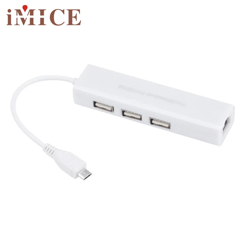 

iMice USB Hub Micro USB to Network LAN Ethernet RJ45 Adapter with 3 Port USB 2.0 HUB Adapter White Style