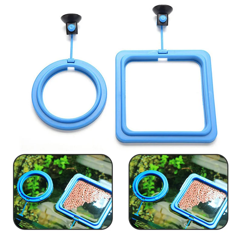 1pc Square/Round Shape Fish Feeder for Fish Tank Floating Feeding Circle for Aquarium Tank Fish-feeding Tool Aquarium Supplies