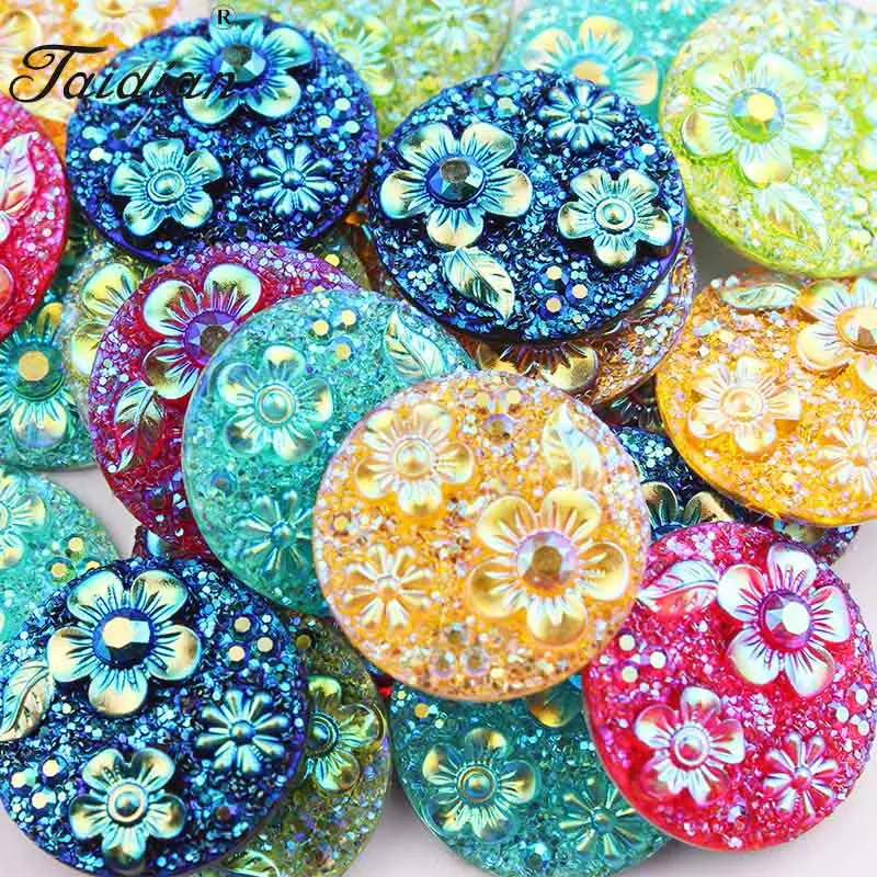 Taidian Color AB Round Resin Cabochons For DIY Jewelry Making 100pieces