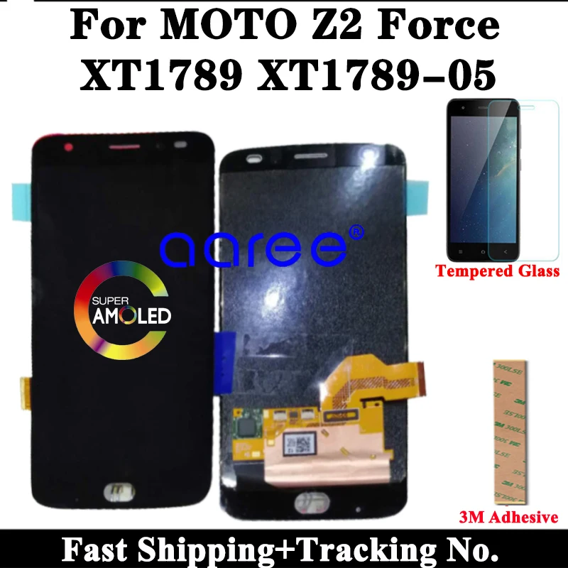 Протестированный ЖК-экран для Moto Z2 Force ЖК-дисплей XT1789 с сенсорным дигитайзером в