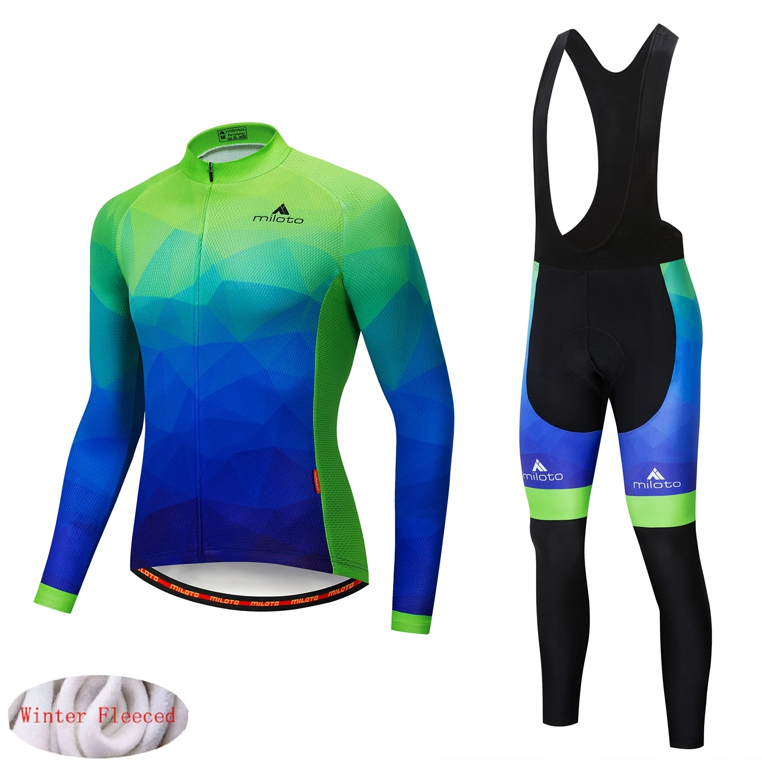 

MILOTO 2019 Winter Thermal Fleece Cycling Clothing Wear Bike MTB Jerseys Cycling Sets Men's Cycling Jersey bib Pants Sets
