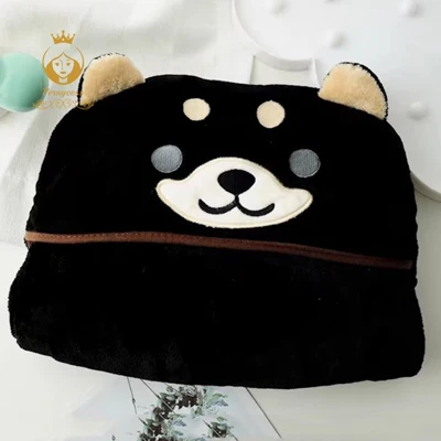 1PCS 80cmx90cm Cute Shiba inu dog Air Conditioning Small Shawl Coral Fleece Hooded Lazy Cloak Blanket Shiba Inu Cape Role Play