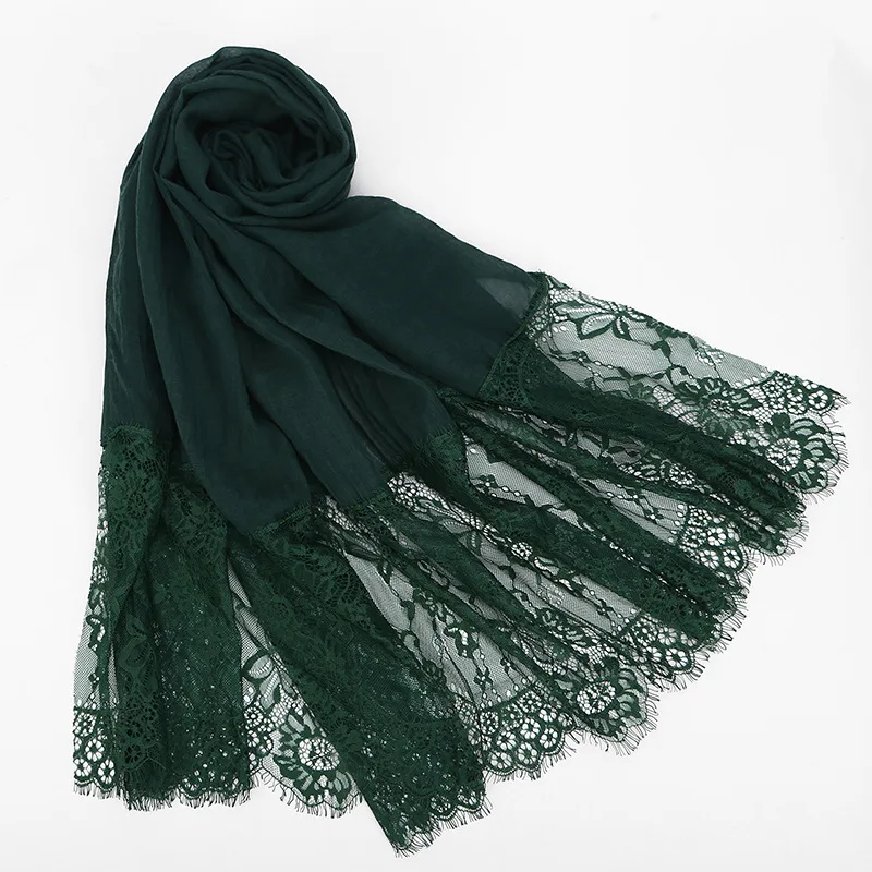 Модный двухсторонний цветочный кружевной хиджаб из вискозы головной шарф Мусульманский женский Простой макси глушитель хлопок арабский платок Tudung тюрбан 1 шт