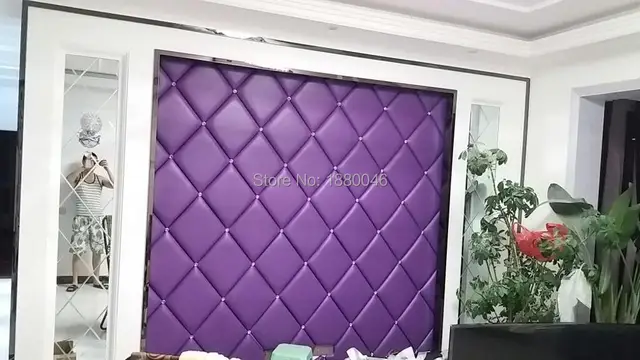 Europe Luxurious Purple Color Faux Leather Panel With Diamonds Europe Luxurious Purple Color Faux Leather Panel With Diamonds Wall Sticker Interior Decor For