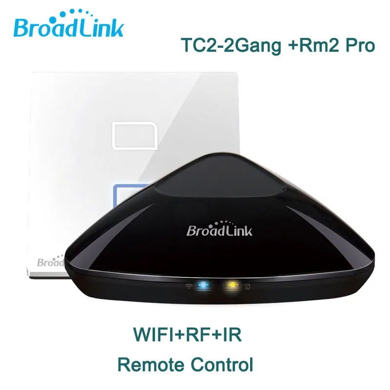 

Broadlink RM2 RM Pro Intelligent Remote +TC2 2 Gang Wifi Light Switch,Smart Home,Wifi + IR + RF Switch,Control via IOS Android