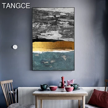 Billige Nordic Grüne Folie Malerei Leinwand Grün Poster Druck Gold Wand Kunst Für Wohnzimmer Cuadros Salon Decoracion Moderne Tableaux