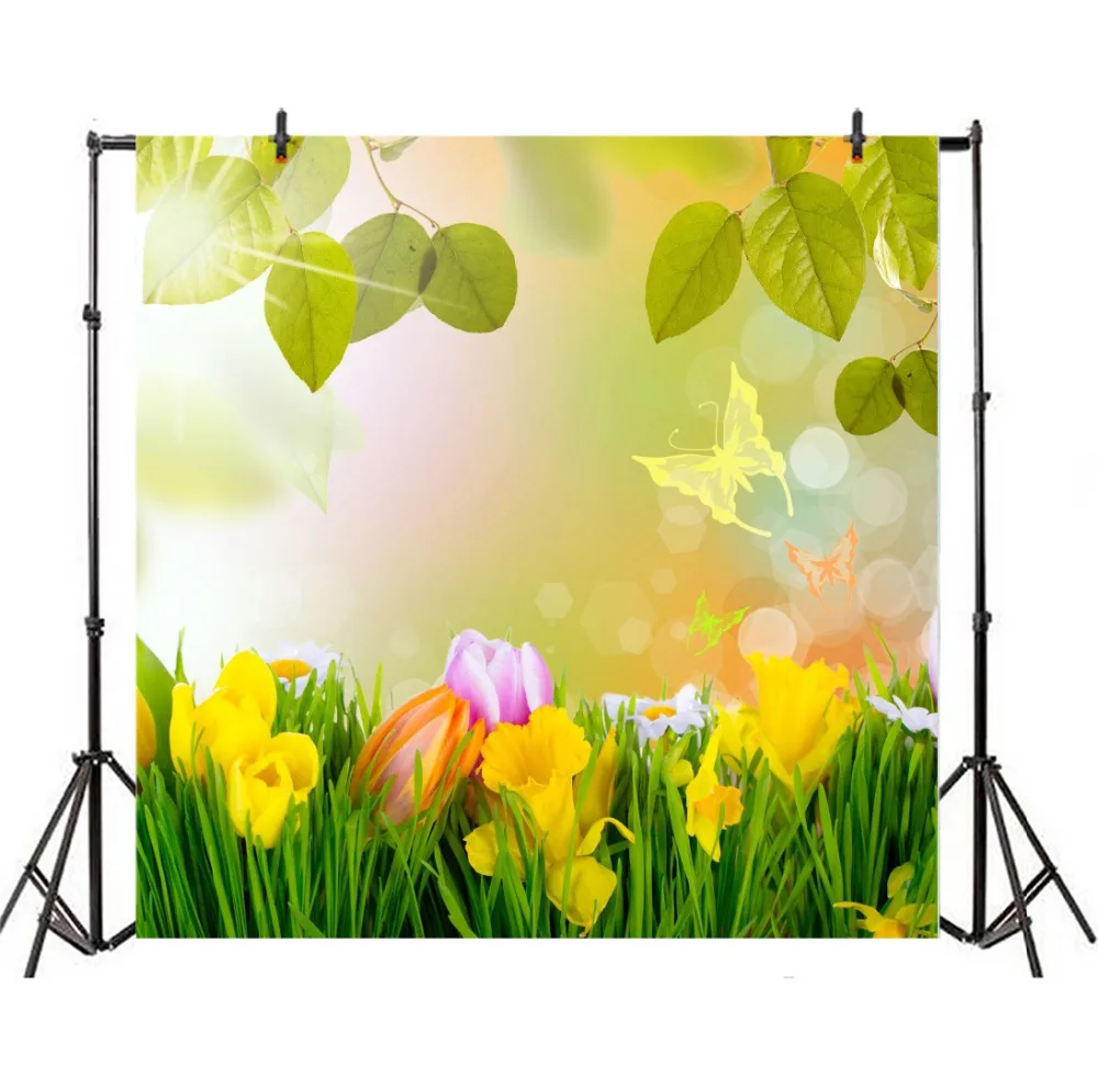 Laeacco Blooming Flowers Green Leaves Light Bokeh Baby Photography Background Customized Photographic Backdrops For Photo Studio
