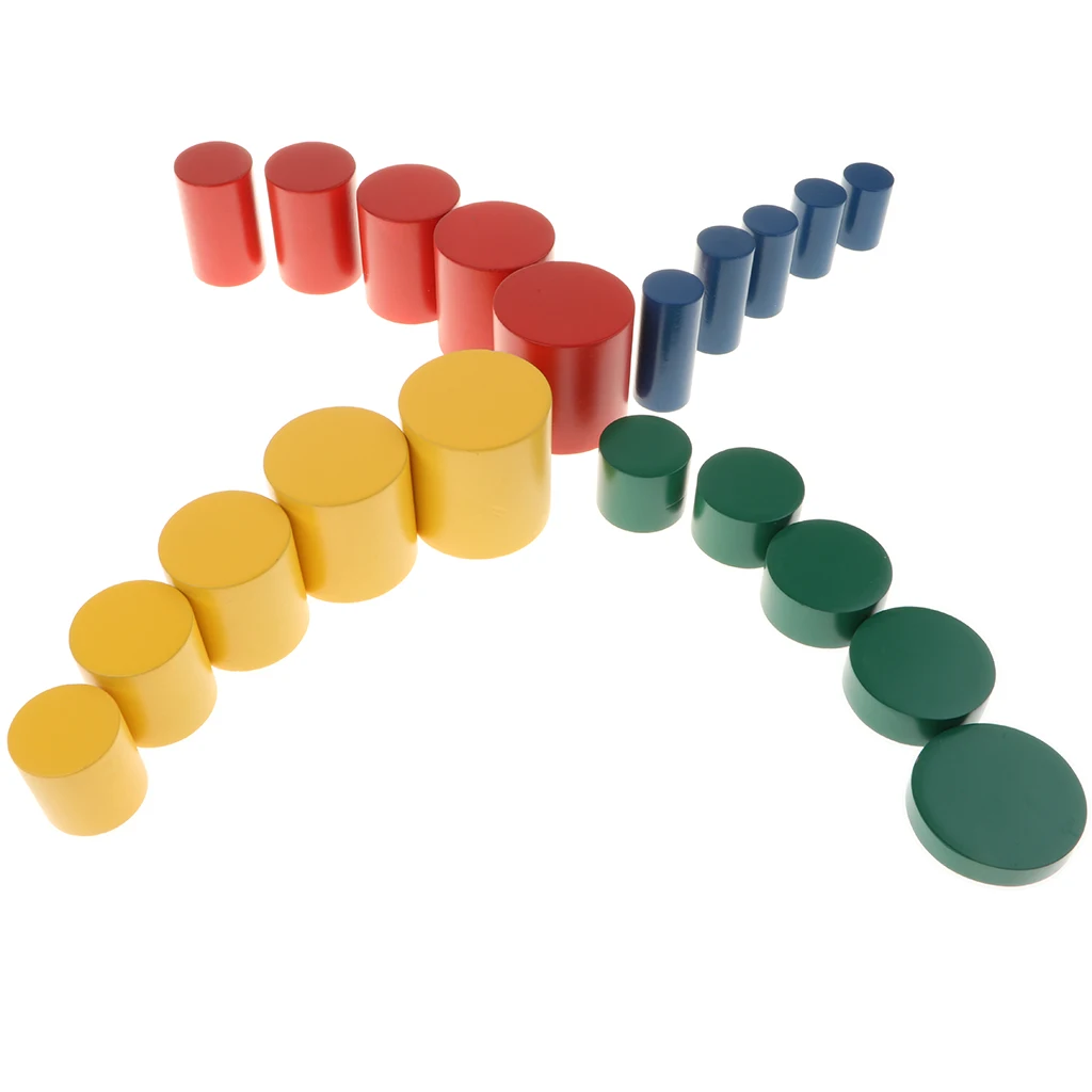 4 Colors Wooden Montessori Knobless Cylinders Set, Kids Early Educational Toys Kids Wooden Toy Early Preschool Learning Toy